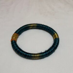 Elegant Gold and Blue Bangle Bracelet